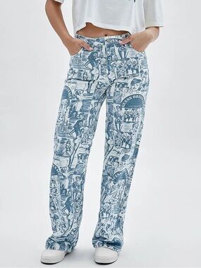 Guess Vintage Multi Print Baggy Jeans